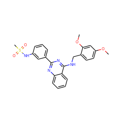 COc1ccc(CNc2nc(-c3cccc(NS(C)(=O)=O)c3)nc3ccccc23)c(OC)c1 ZINC000004239200