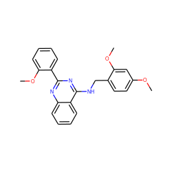 COc1ccc(CNc2nc(-c3ccccc3OC)nc3ccccc23)c(OC)c1 ZINC000004267882