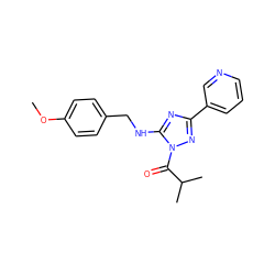 COc1ccc(CNc2nc(-c3cccnc3)nn2C(=O)C(C)C)cc1 ZINC000004732388