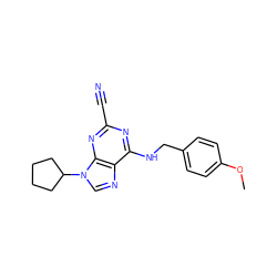 COc1ccc(CNc2nc(C#N)nc3c2ncn3C2CCCC2)cc1 ZINC000014977780