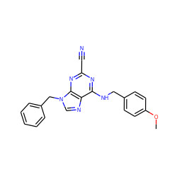 COc1ccc(CNc2nc(C#N)nc3c2ncn3Cc2ccccc2)cc1 ZINC000014977824