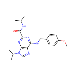 COc1ccc(CNc2nc(C(=O)NC(C)C)nc3c2ncn3C(C)C)cc1 ZINC000028642628