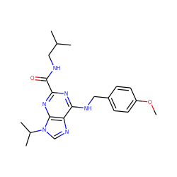 COc1ccc(CNc2nc(C(=O)NCC(C)C)nc3c2ncn3C(C)C)cc1 ZINC000028642498