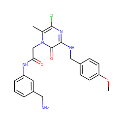 COc1ccc(CNc2nc(Cl)c(C)n(CC(=O)Nc3cccc(CN)c3)c2=O)cc1 ZINC000028391678