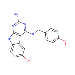 COc1ccc(CNc2nc(N)nc3[nH]c4ccc(O)cc4c23)cc1 ZINC001772572077