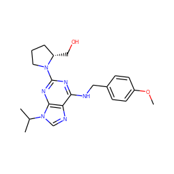 COc1ccc(CNc2nc(N3CCC[C@@H]3CO)nc3c2ncn3C(C)C)cc1 ZINC000013834644