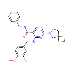 COc1ccc(CNc2nc(N3CCC4(CCC4)C3)ncc2C(=O)NCc2ccccc2)cc1Cl ZINC000211264382