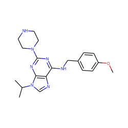 COc1ccc(CNc2nc(N3CCNCC3)nc3c2ncn3C(C)C)cc1 ZINC000095601075