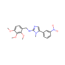 COc1ccc(CNc2ncc(-c3cccc([N+](=O)[O-])c3)n2C)c(OC)c1OC ZINC000000819092