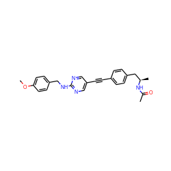 COc1ccc(CNc2ncc(C#Cc3ccc(C[C@@H](C)NC(C)=O)cc3)cn2)cc1 ZINC000113414260