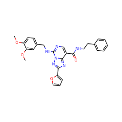 COc1ccc(CNc2ncc(C(=O)NCCc3ccccc3)c3nc(-c4ccco4)nn23)cc1OC ZINC000299831135