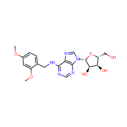 COc1ccc(CNc2ncnc3c2ncn3[C@@H]2O[C@H](CO)[C@@H](O)[C@H]2O)c(OC)c1 ZINC000028647893