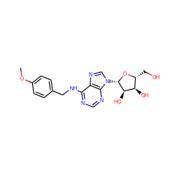 COc1ccc(CNc2ncnc3c2ncn3[C@@H]2O[C@H](CO)[C@@H](O)[C@H]2O)cc1 ZINC000001659349