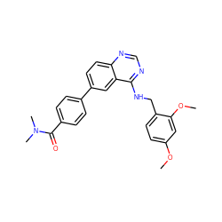 COc1ccc(CNc2ncnc3ccc(-c4ccc(C(=O)N(C)C)cc4)cc23)c(OC)c1 ZINC000004264918