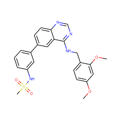 COc1ccc(CNc2ncnc3ccc(-c4cccc(NS(C)(=O)=O)c4)cc23)c(OC)c1 ZINC000004257388