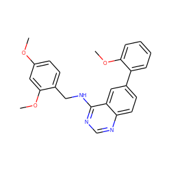 COc1ccc(CNc2ncnc3ccc(-c4ccccc4OC)cc23)c(OC)c1 ZINC000004265111