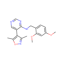 COc1ccc(CNc2ncncc2-c2c(C)noc2C)c(OC)c1 ZINC000004265094