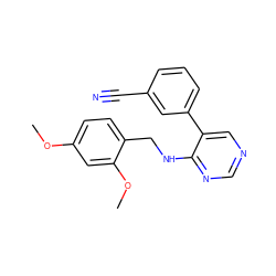 COc1ccc(CNc2ncncc2-c2cccc(C#N)c2)c(OC)c1 ZINC000004265709