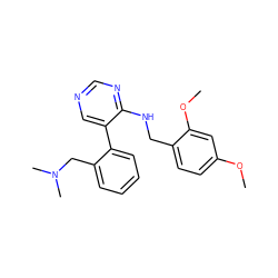 COc1ccc(CNc2ncncc2-c2ccccc2CN(C)C)c(OC)c1 ZINC000004267808