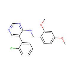 COc1ccc(CNc2ncncc2-c2ccccc2Cl)c(OC)c1 ZINC000004267572