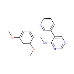 COc1ccc(CNc2ncncc2-c2cccnc2)c(OC)c1 ZINC000004258324