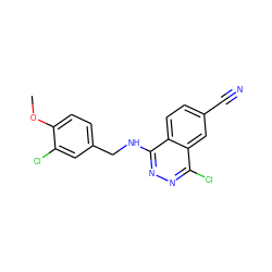 COc1ccc(CNc2nnc(Cl)c3cc(C#N)ccc23)cc1Cl ZINC000013780944