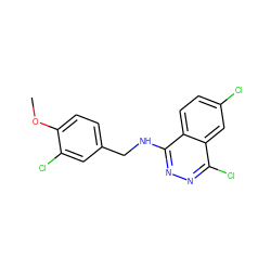 COc1ccc(CNc2nnc(Cl)c3cc(Cl)ccc23)cc1Cl ZINC000013780946