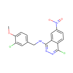 COc1ccc(CNc2nnc(Cl)c3ccc([N+](=O)[O-])cc23)cc1Cl ZINC000013780941