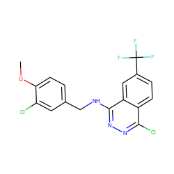 COc1ccc(CNc2nnc(Cl)c3ccc(C(F)(F)F)cc23)cc1Cl ZINC000013780943