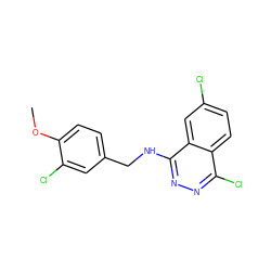 COc1ccc(CNc2nnc(Cl)c3ccc(Cl)cc23)cc1Cl ZINC000013780942