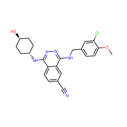 COc1ccc(CNc2nnc(N[C@H]3CC[C@H](O)CC3)c3ccc(C#N)cc23)cc1Cl ZINC000261121461