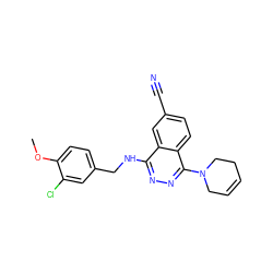 COc1ccc(CNc2nnc(N3CC=CCC3)c3ccc(C#N)cc23)cc1Cl ZINC000013834361