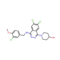 COc1ccc(CNc2nnc(N3CCC(O)CC3)c3cc(Cl)c(Cl)cc23)cc1Cl ZINC000013834385