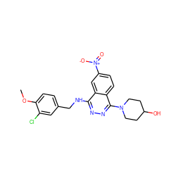 COc1ccc(CNc2nnc(N3CCC(O)CC3)c3ccc([N+](=O)[O-])cc23)cc1Cl ZINC000013834384