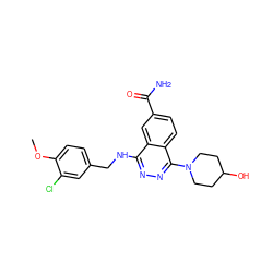 COc1ccc(CNc2nnc(N3CCC(O)CC3)c3ccc(C(N)=O)cc23)cc1Cl ZINC000013834387