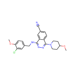 COc1ccc(CNc2nnc(N3CCC(OC)CC3)c3ccc(C#N)cc23)cc1Cl ZINC000013834369