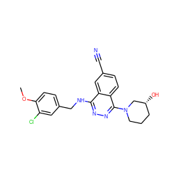 COc1ccc(CNc2nnc(N3CCC[C@@H](O)C3)c3ccc(C#N)cc23)cc1Cl ZINC000013834367