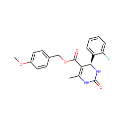 COc1ccc(COC(=O)C2=C(C)NC(=O)N[C@@H]2c2ccccc2F)cc1 ZINC000000706414