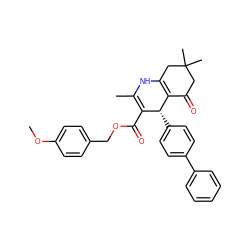 COc1ccc(COC(=O)C2=C(C)NC3=C(C(=O)CC(C)(C)C3)[C@@H]2c2ccc(-c3ccccc3)cc2)cc1 ZINC000002981101