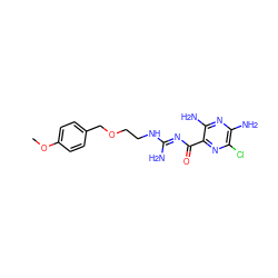 COc1ccc(COCCN/C(N)=N/C(=O)c2nc(Cl)c(N)nc2N)cc1 ZINC000035907451