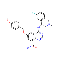 COc1ccc(COc2cc(C(N)=O)c3ncnc(N[C@@H](CN(C)C)c4cccc(F)c4)c3c2)cc1 ZINC000114345645