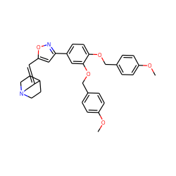COc1ccc(COc2ccc(-c3cc(/C=C4/CN5CCC4CC5)on3)cc2OCc2ccc(OC)cc2)cc1 ZINC000026674223