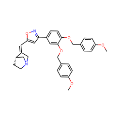 COc1ccc(COc2ccc(-c3cc(/C=C4\CN5CC[C@H]4C5)on3)cc2OCc2ccc(OC)cc2)cc1 ZINC000026671576