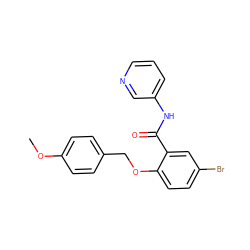 COc1ccc(COc2ccc(Br)cc2C(=O)Nc2cccnc2)cc1 ZINC000116763609