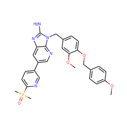 COc1ccc(COc2ccc(Cn3c(N)nc4cc(-c5ccc(P(C)(C)=O)nc5)cnc43)cc2OC)cc1 ZINC000473215485