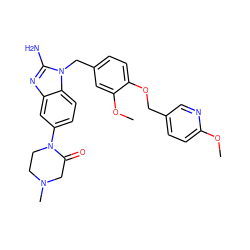 COc1ccc(COc2ccc(Cn3c(N)nc4cc(N5CCN(C)CC5=O)ccc43)cc2OC)cn1 ZINC000473215531