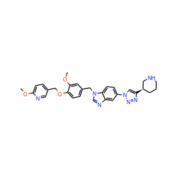 COc1ccc(COc2ccc(Cn3cnc4cc(-n5cc([C@@H]6CCCNC6)nn5)ccc43)cc2OC)cn1 ZINC000473210160