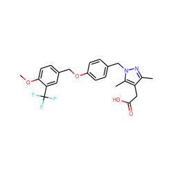 COc1ccc(COc2ccc(Cn3nc(C)c(CC(=O)O)c3C)cc2)cc1C(F)(F)F ZINC000168950099