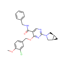 COc1ccc(COc2nc(N3C[C@H]4C[C@H]4C3)ncc2C(=O)NCc2ccccc2)cc1Cl ZINC000144846178