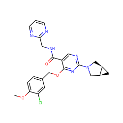 COc1ccc(COc2nc(N3C[C@H]4C[C@H]4C3)ncc2C(=O)NCc2ncccn2)cc1Cl ZINC000144836752